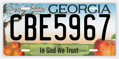 GA license plate CBE5967