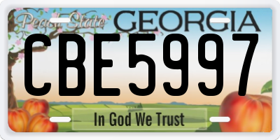 GA license plate CBE5997