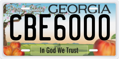 GA license plate CBE6000