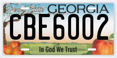 GA license plate CBE6002