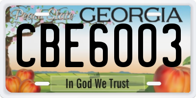 GA license plate CBE6003