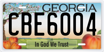 GA license plate CBE6004