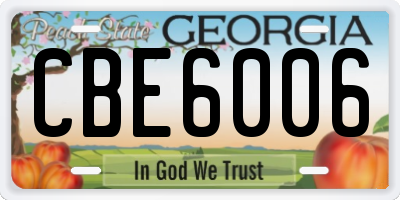 GA license plate CBE6006