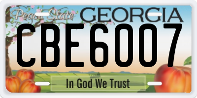 GA license plate CBE6007