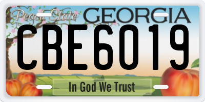GA license plate CBE6019
