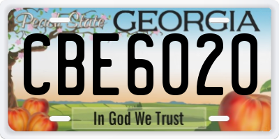 GA license plate CBE6020