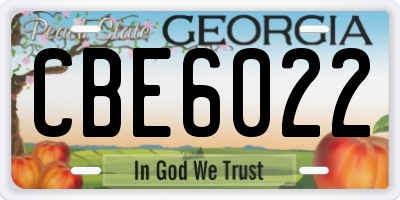 GA license plate CBE6022