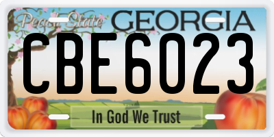 GA license plate CBE6023