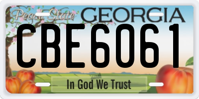 GA license plate CBE6061