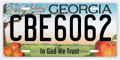 GA license plate CBE6062