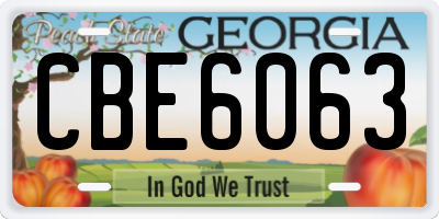 GA license plate CBE6063