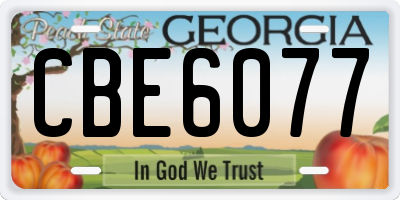 GA license plate CBE6077
