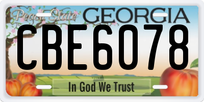GA license plate CBE6078