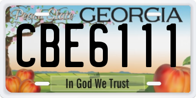 GA license plate CBE6111