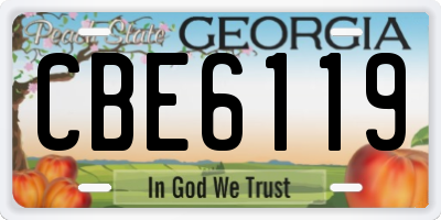GA license plate CBE6119
