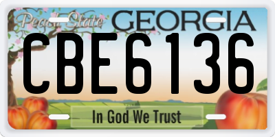 GA license plate CBE6136