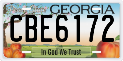 GA license plate CBE6172