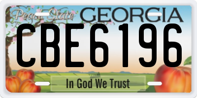 GA license plate CBE6196