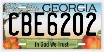 GA license plate CBE6202