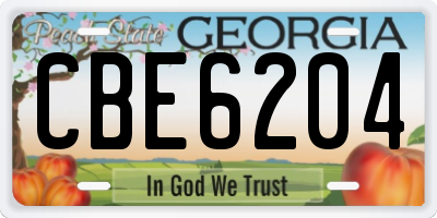GA license plate CBE6204