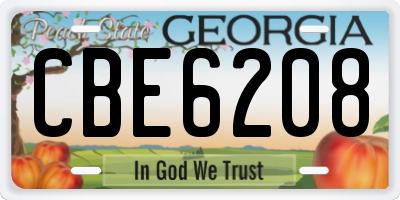GA license plate CBE6208