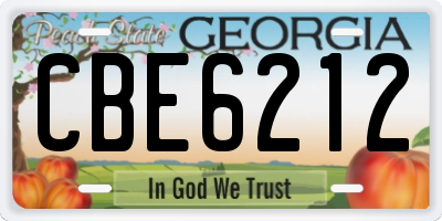 GA license plate CBE6212