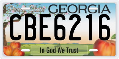 GA license plate CBE6216