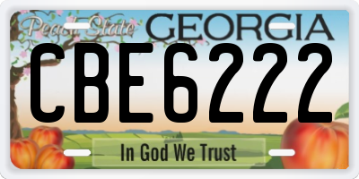GA license plate CBE6222