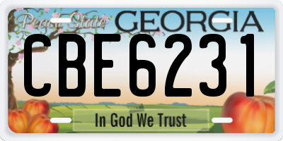 GA license plate CBE6231