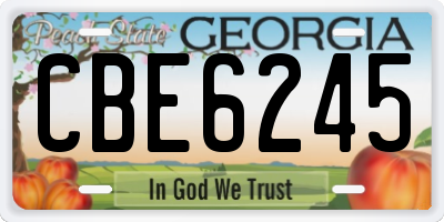 GA license plate CBE6245