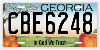 GA license plate CBE6248