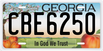 GA license plate CBE6250