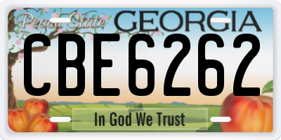 GA license plate CBE6262