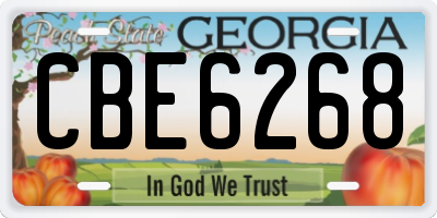 GA license plate CBE6268