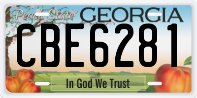 GA license plate CBE6281