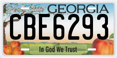 GA license plate CBE6293