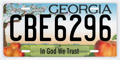 GA license plate CBE6296