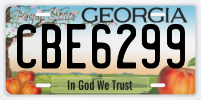 GA license plate CBE6299