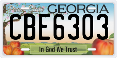 GA license plate CBE6303