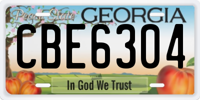 GA license plate CBE6304