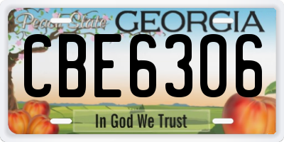 GA license plate CBE6306