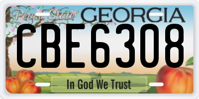 GA license plate CBE6308