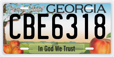 GA license plate CBE6318