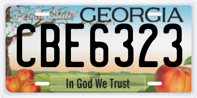 GA license plate CBE6323