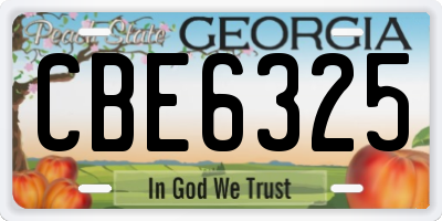 GA license plate CBE6325