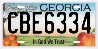 GA license plate CBE6334