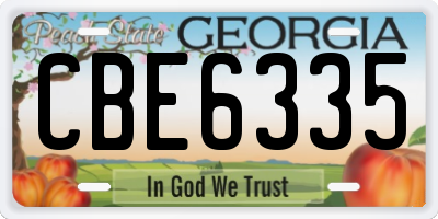 GA license plate CBE6335