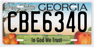GA license plate CBE6340