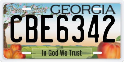 GA license plate CBE6342