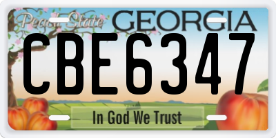 GA license plate CBE6347